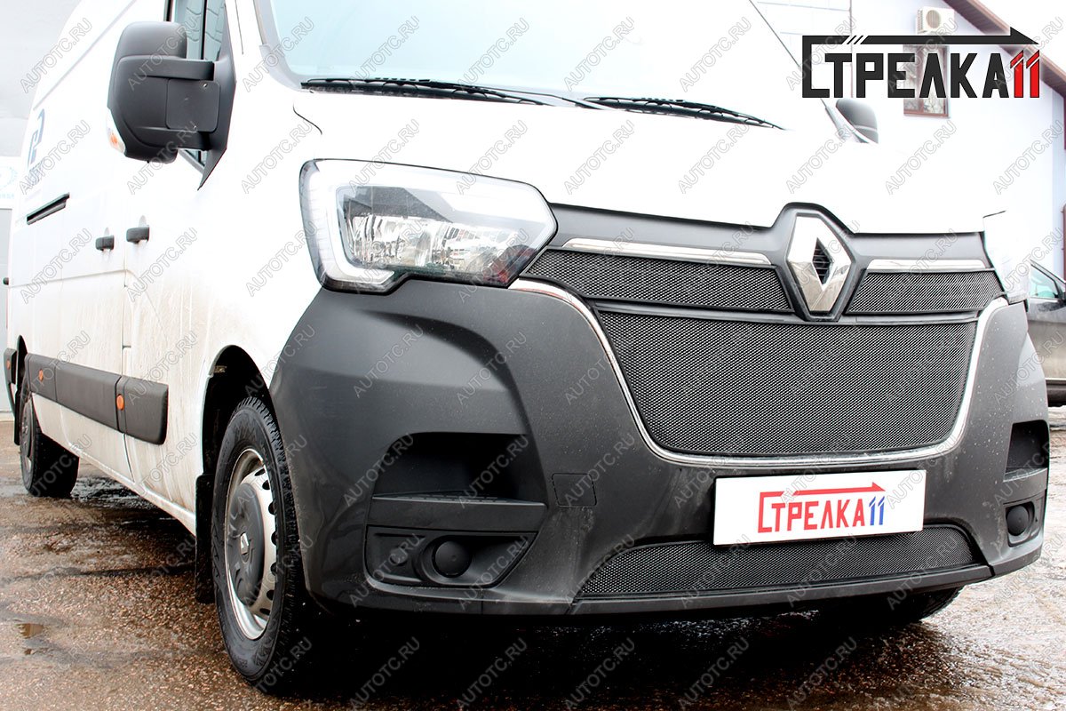 9 599 р. Защита радиатора (4 части) Стандарт  Renault Master  FV,JV (2019-2025) фургон 2-ой рестайлинг (черная)  с доставкой в г. Вологда