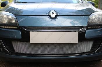 Защита радиатора (верх) Стандарт Renault Megane  купе 3 дв. (2012-2014) 1-ый рестайлинг (черная)