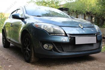 Защита радиатора (низ) Стандарт Renault Megane  купе 3 дв. (2012-2014) 1-ый рестайлинг (черная)
