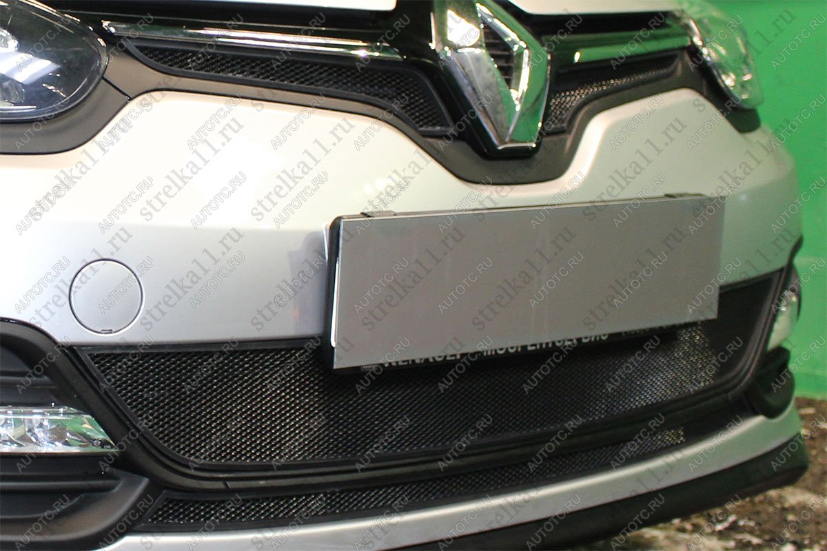 2 479 р. Защита радиатора (верх 2 части) Стандарт  Renault Megane  хэтчбэк 5 дв. (2013-2016)  рестайлинг (черная)  с доставкой в г. Вологда