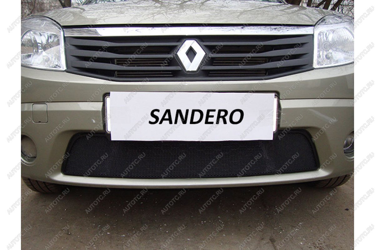 2 899 р. Защита радиатора Стандарт Renault Sandero (BS) (2009-2014) (черная)  с доставкой в г. Вологда