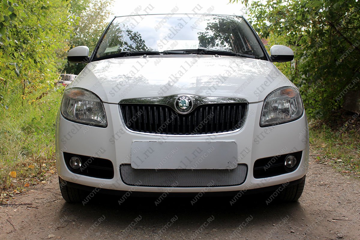2 899 р. Защита радиатора Стрелка11 Стандарт  Skoda Fabia  Mk2 (2007-2010) универсал дорестайлинг, хэтчбэк дорестайлинг (хром)  с доставкой в г. Вологда