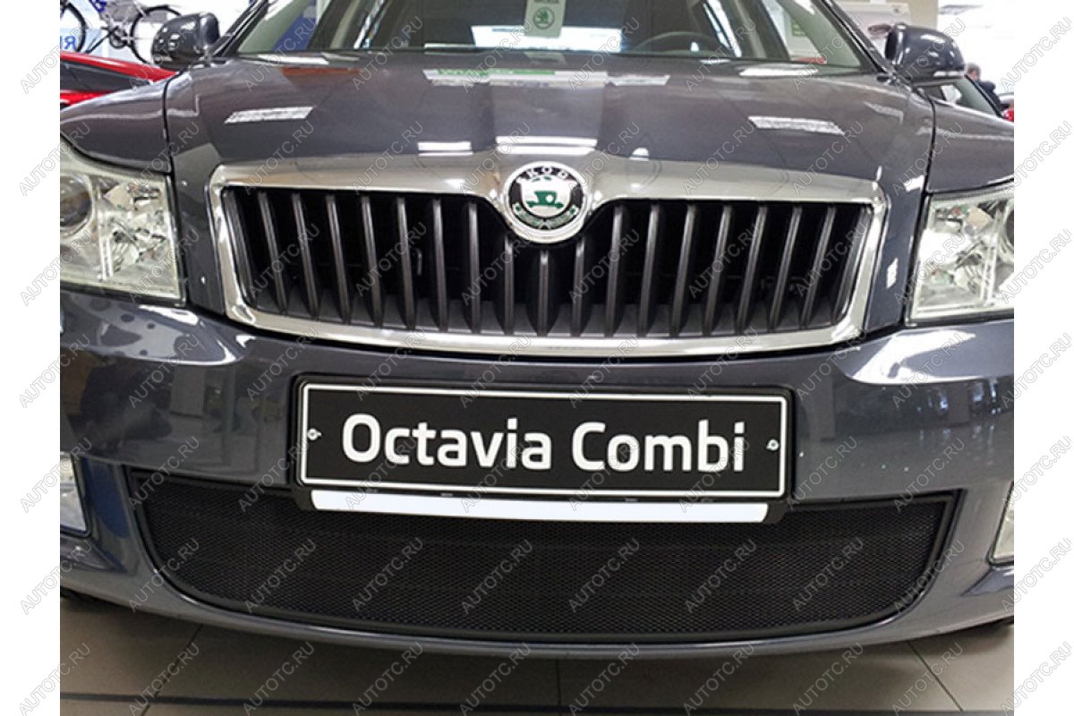 2 899 р. Защита радиатора Стрелка11 Стандарт  Skoda Octavia  A5 (2008-2013) лифтбэк рестайлинг, рестайлинг универсал (черная)  с доставкой в г. Вологда
