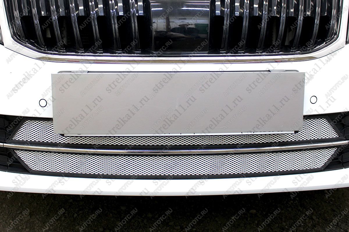 5 349 р. Защита радиатора Стрелка11 Стандарт  Skoda Octavia  A7 (2016-2020) рестайлинг лифтбэк, рестайлинг универсал (хром)  с доставкой в г. Вологда