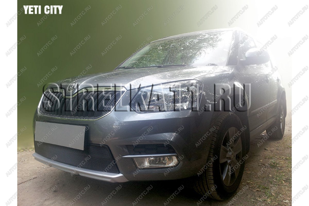 3 169 р. Защита радиатора (City) Стрелка11 Стандарт Skoda Yeti (2013-2018) (черная)  с доставкой в г. Вологда