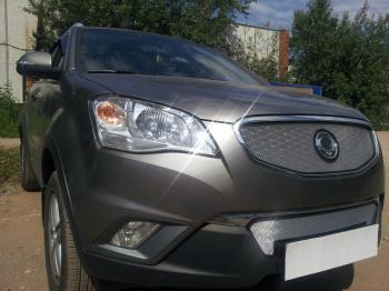 Защита радиатора (верх) Стрелка11 Стандарт SSANGYONG Actyon (2010-2013) дорестайлинг (хром)