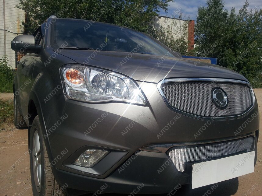 3 299 р. Защита радиатора (верх) Стрелка11 Стандарт  SSANGYONG Actyon (2010-2013) дорестайлинг (хром)  с доставкой в г. Вологда