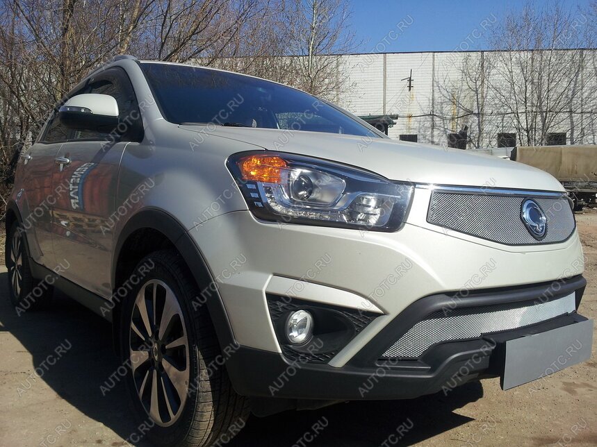 3 299 р. Защита радиатора (верх) Стрелка11 Стандарт  SSANGYONG Actyon (2013-2021) рестайлинг (хром)  с доставкой в г. Вологда