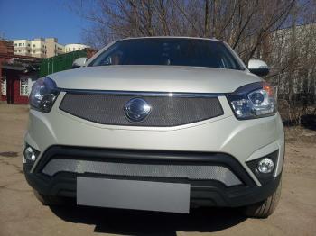 3 299 р. Защита радиатора (верх) Стрелка11 Стандарт  SSANGYONG Actyon (2013-2021) рестайлинг (хром)  с доставкой в г. Вологда. Увеличить фотографию 3