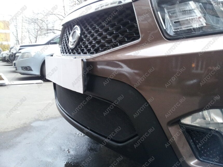 2 899 р. Защита радиатора Стрелка11 Стандарт SSANGYONG Actyon Sport (2012-2025) (черная)  с доставкой в г. Вологда