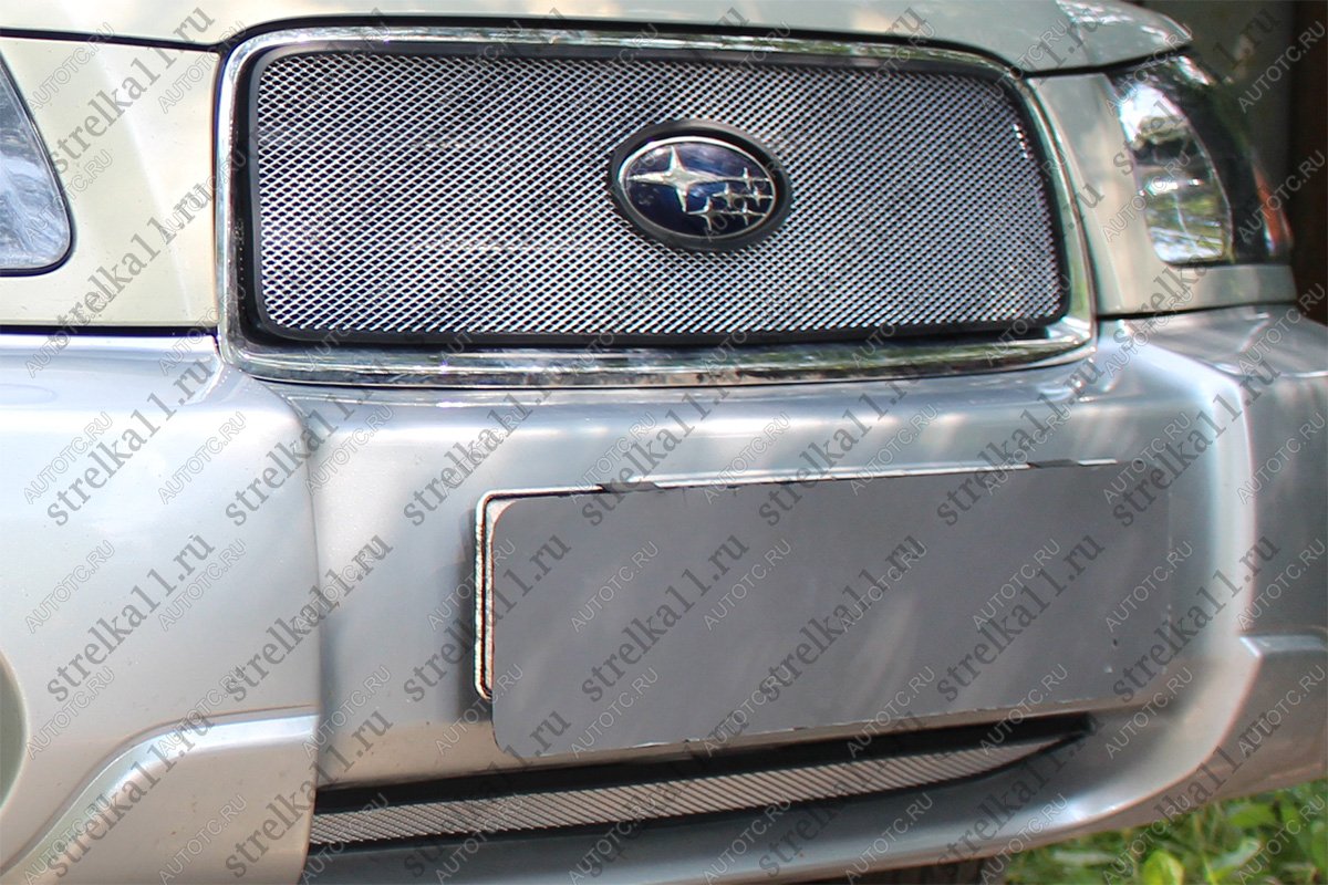 2 879 р. Защита радиатора (низ) Стрелка11 Стандарт  Subaru Forester  SG (2002-2005) дорестайлинг (хром)  с доставкой в г. Вологда