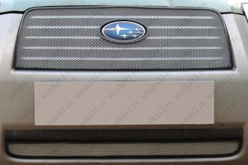 Защита радиатора (верх) Стрелка11 Стандарт Subaru Forester  SG (2005-2008) рестайлинг (хром)
