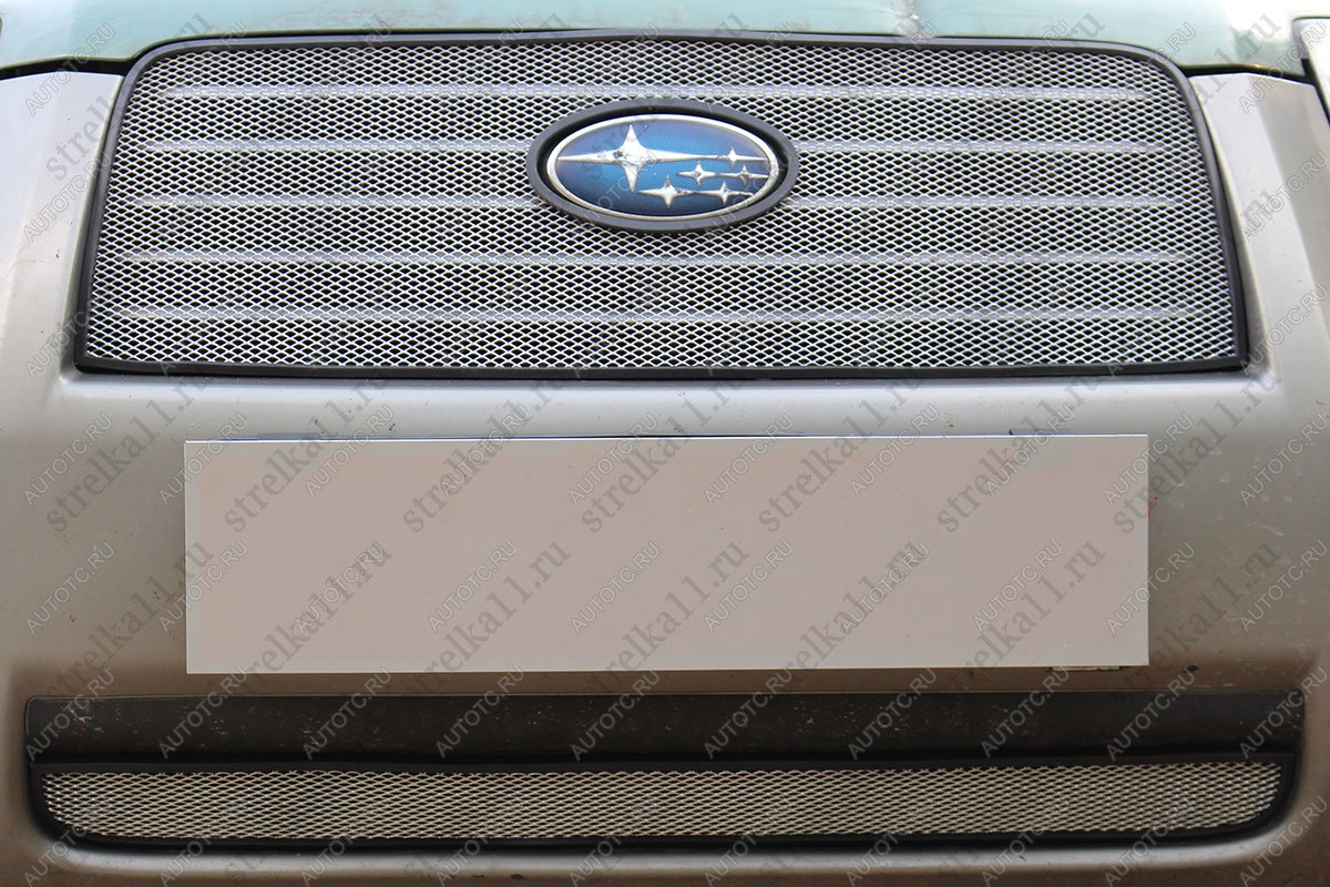 3 499 р. Защита радиатора (верх) Стрелка11 Стандарт  Subaru Forester  SG (2005-2008) рестайлинг (хром)  с доставкой в г. Вологда
