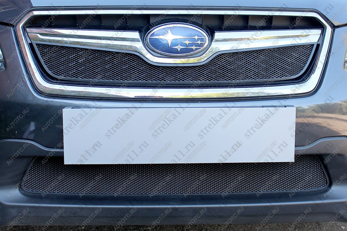 2 899 р. Защита радиатора (верх) Стрелка11 Стандарт  Subaru XV  GP/G33 (2016-2017) рестайлинг (черная)  с доставкой в г. Вологда