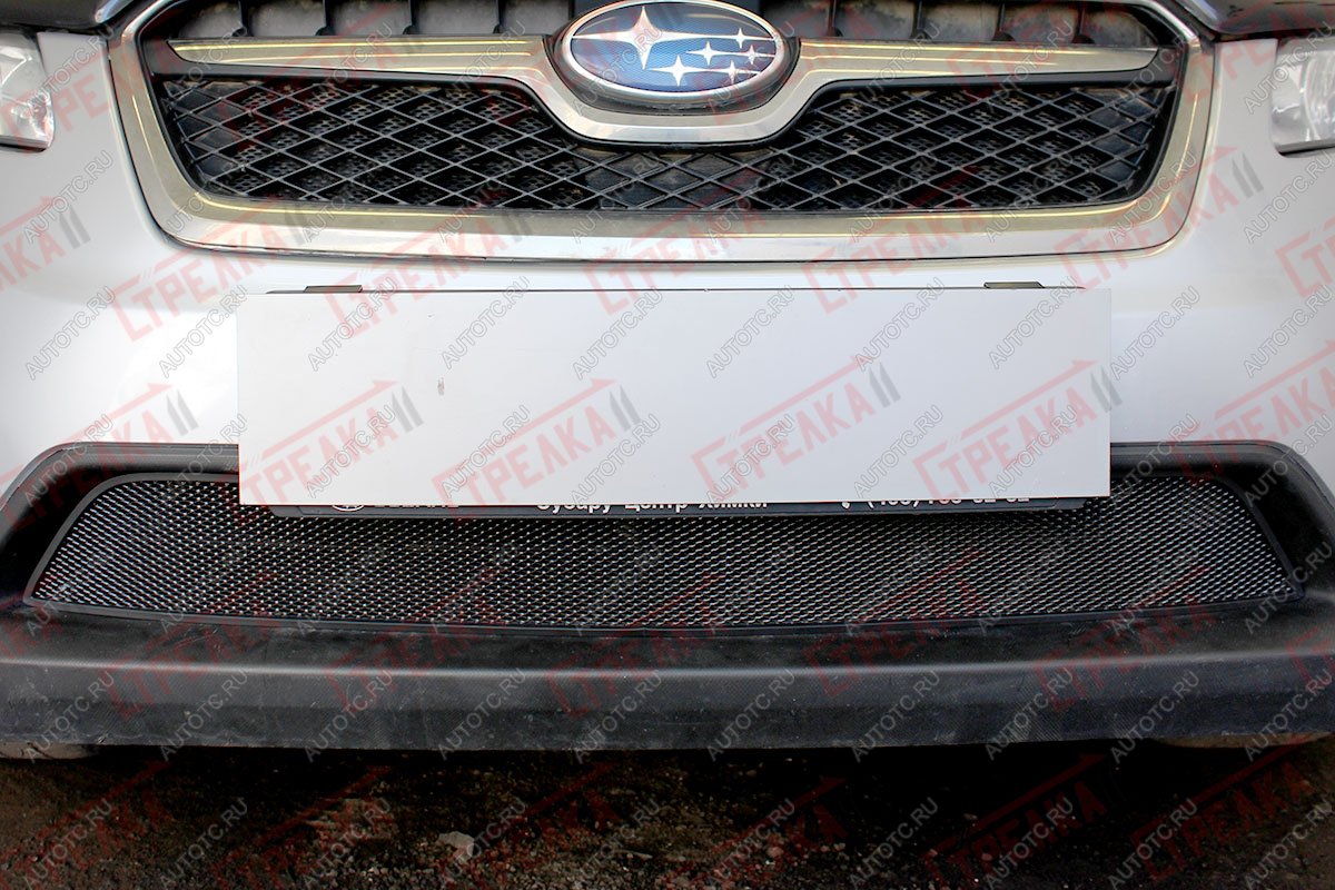 2 999 р. Защита радиатора Стрелка11 Стандарт  Subaru XV  GP/G33 (2012-2016) дорестайлинг (черная)  с доставкой в г. Вологда