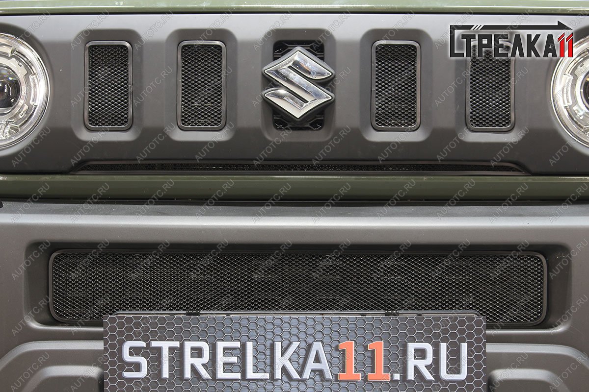 4 299 р. Защита радиатора (низ, центр) Стрелка11 Стандарт Suzuki Jimny JB64 (2018-2025) (черная)  с доставкой в г. Вологда