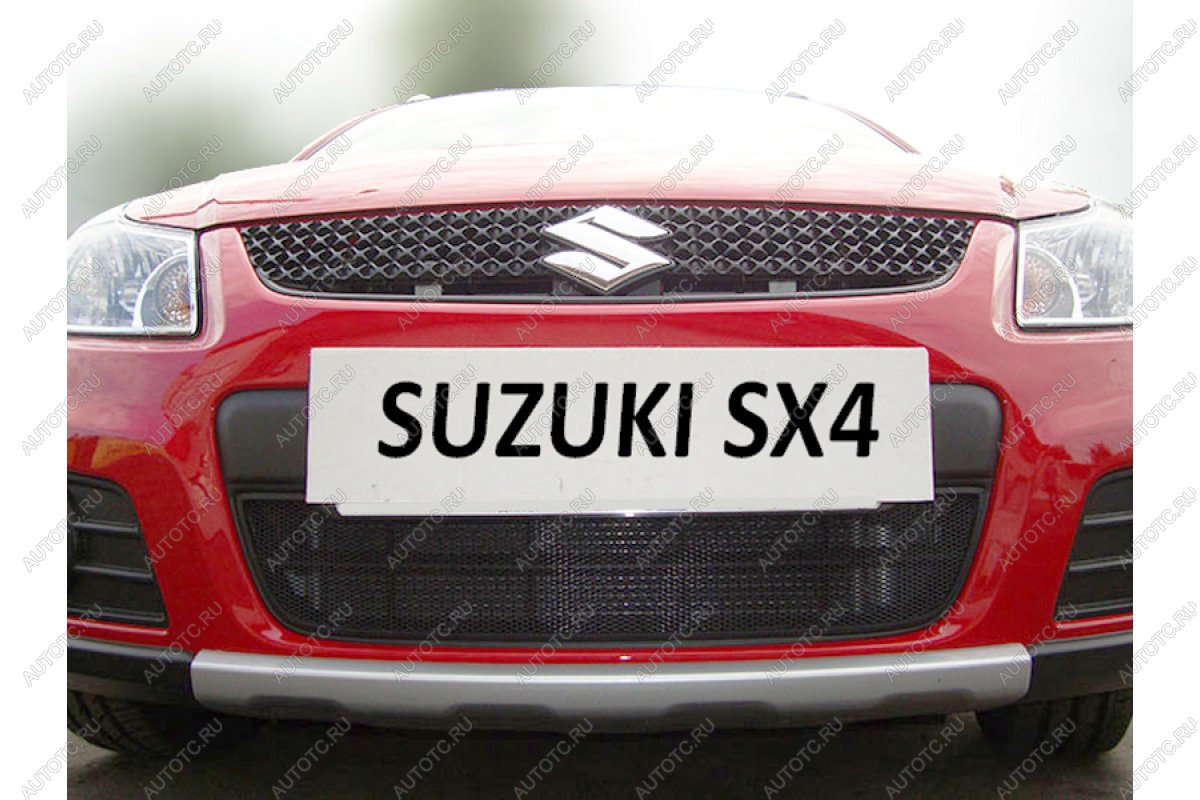 2 899 р. Защита радиатора Стрелка11 Стандарт Suzuki SX4 GYA,GYB  рестайлинг, хэтчбэк (2010-2016) (черная)  с доставкой в г. Вологда