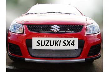 2 899 р. Защита радиатора Стрелка11 Стандарт Suzuki SX4 GYA,GYB  рестайлинг, хэтчбэк (2010-2016) (черная)  с доставкой в г. Вологда. Увеличить фотографию 2