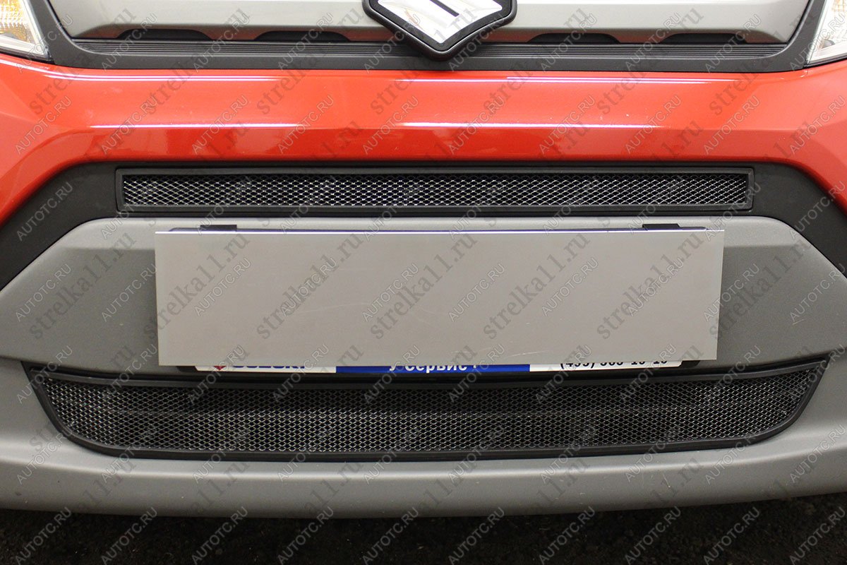4 999 р. Защита радиатора (2 части) Стрелка11 Стандарт  Suzuki Vitara  LY (2015-2019) дорестайлинг (черная)  с доставкой в г. Вологда