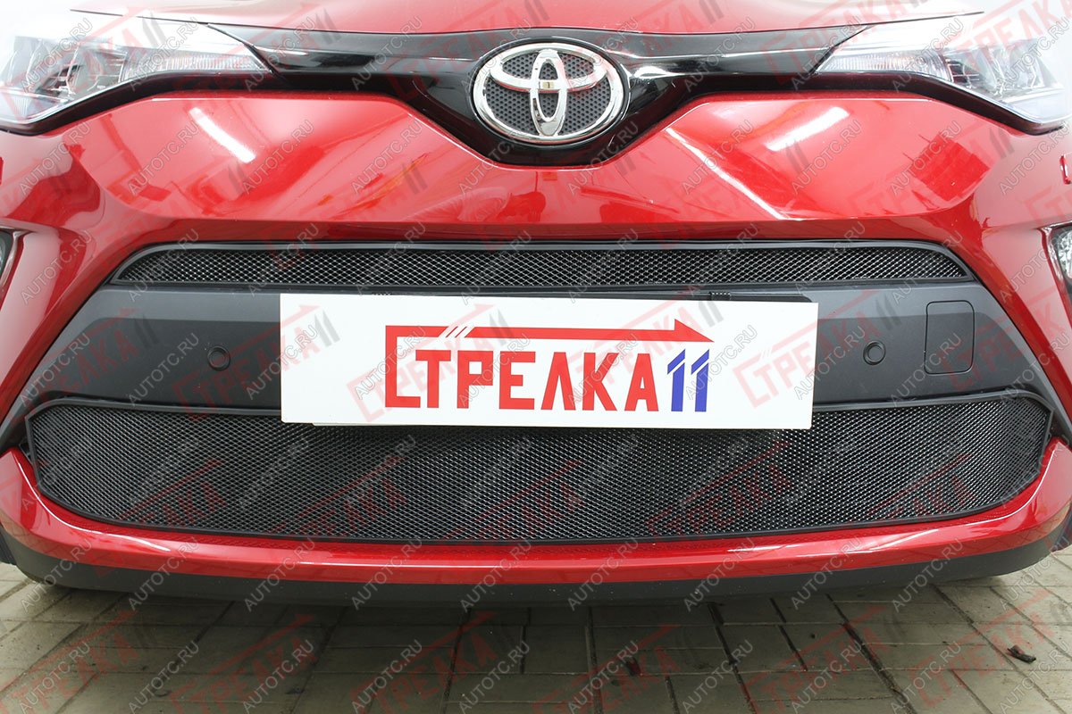 2 569 р. Защита радиатора (верх) Стрелка11 Стандарт  Toyota C-HR  NGX10, ZGX10 (2019-2025) рестайлинг (черная)  с доставкой в г. Вологда