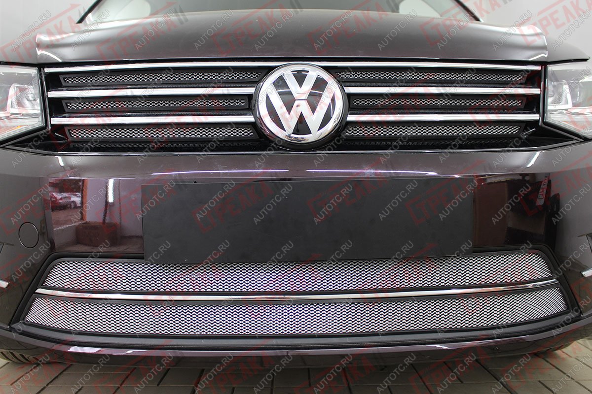 4 999 р. Защита радиатора (верх 6 частей) Стрелка11 Стандарт  Volkswagen Caddy  2K (2015-2020) рестайлинг (хром)  с доставкой в г. Вологда