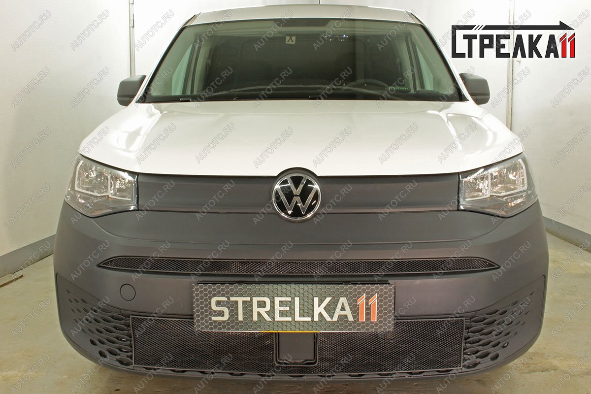 2 269 р. Защита радиатора (верх) Стрелка11 Стандарт  Volkswagen Caddy (2020-2025) (черная)  с доставкой в г. Вологда
