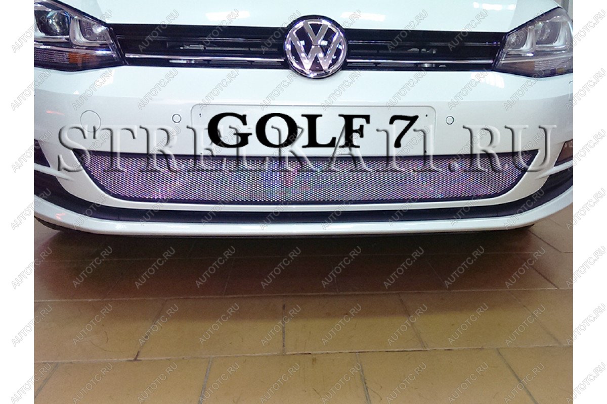 3 149 р. Защита радиатора Стрелка11 Стандарт  Volkswagen Golf  7 (2012-2017) дорестайлинг, хэтчбэк 5 дв. (хром)  с доставкой в г. Вологда