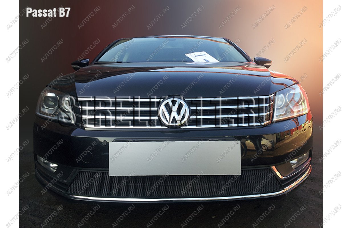 2 999 р. Защита радиатора Стрелка11 Стандарт Volkswagen Passat B7 седан (2010-2015) (черная)  с доставкой в г. Вологда
