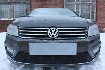 Защита радиатора (Style) Стрелка11 Стандарт Volkswagen Passat  B7 (2010-2015) седан, универсал (черная)