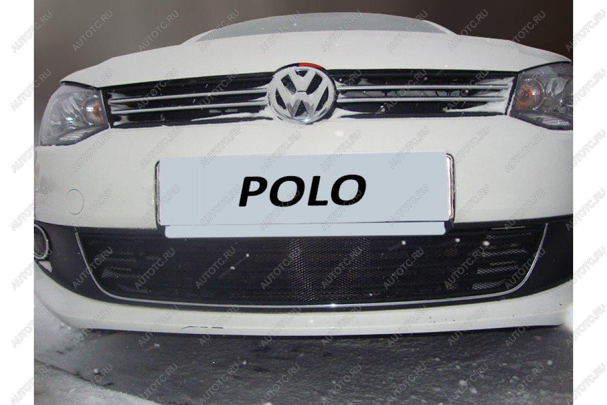 2 899 р. Защита радиатора Стрелка11 Стандарт Volkswagen Polo 5 седан дорестайлинг (2009-2015) (черная)  с доставкой в г. Вологда