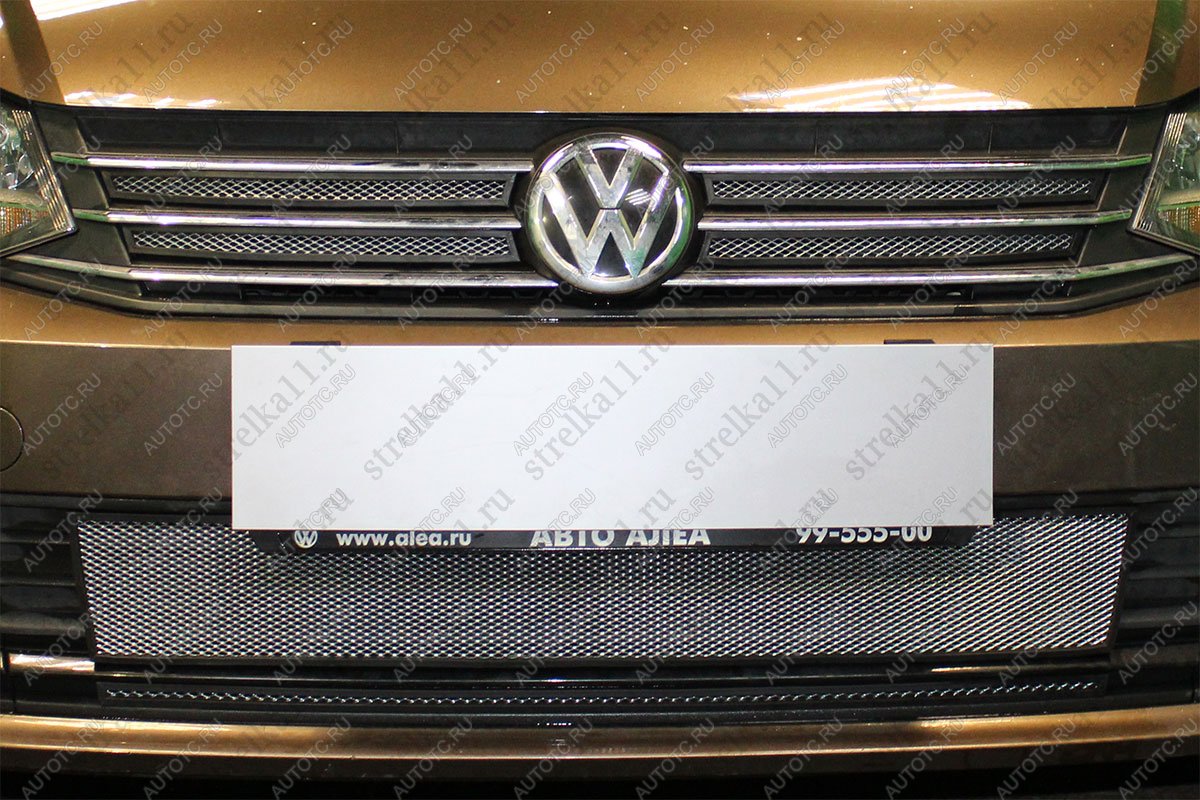 3 799 р. Защита радиатора (2 части низ) (Allstar, Conceptline, Trendline, Comfortline) Стрелка11 Стандарт  Volkswagen Polo  5 (2015-2020) седан рестайлинг (хром)  с доставкой в г. Вологда