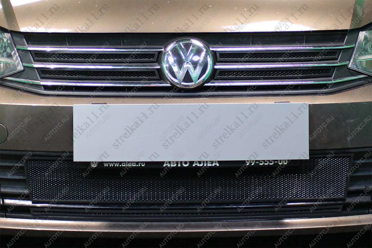 3 699 р. Защита радиатора (4 части верх) Стрелка11 Стандарт Volkswagen Polo 5 седан рестайлинг (2015-2020) (черная)  с доставкой в г. Вологда
