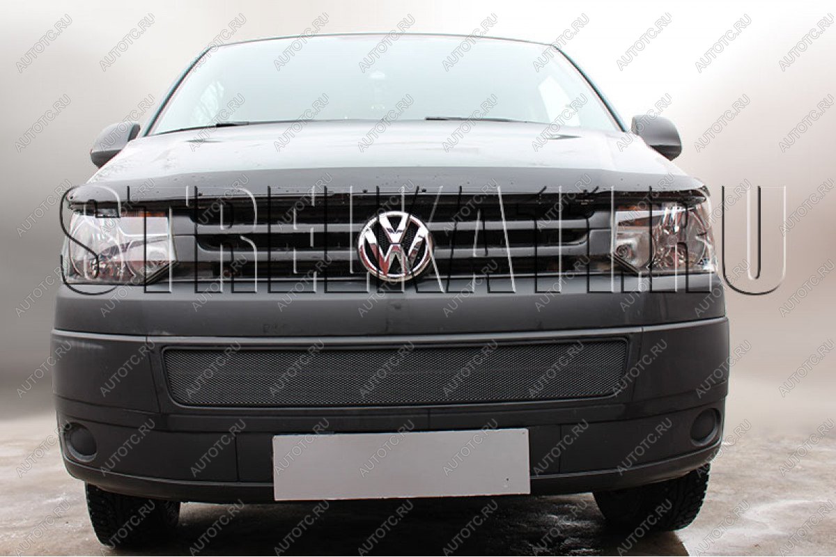 3 199 р. Защита радиатора Стрелка11 Стандарт Volkswagen Caravelle T5 рестайлинг (2009-2015) (черная)  с доставкой в г. Вологда