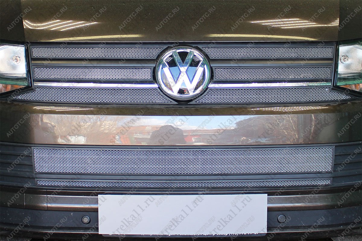 5 849 р. Защита радиатора (6 части верх) Стрелка11 Стандарт  Volkswagen Caravelle  T6 - Multivan  T6 (хром)  с доставкой в г. Вологда