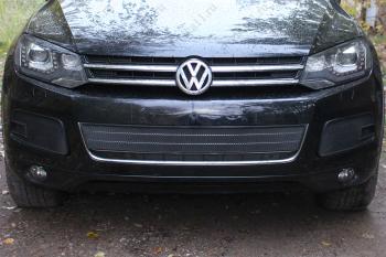 Защита радиатора (боковая 2 части) Стрелка11 Стандарт Volkswagen Touareg 2 NF дорестайлинг (2010-2014)
