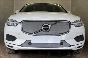 Защита радиатора (Inscription) (верх 2 части) Стрелка11 Стандарт Volvo XC60 (2017-2022) (хром)