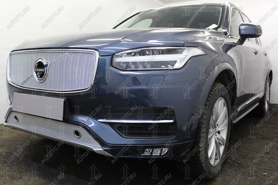 3 099 р. Защита радиатора (с парктроником) Стрелка11 Стандарт  Volvo XC90  L (2015-2019) дорестайлинг (хром)  с доставкой в г. Вологда