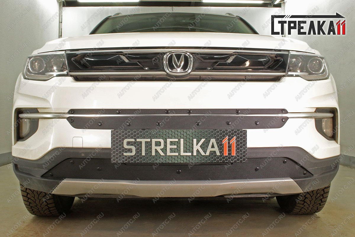 759 р. Зимняя заглушка решетки радиатора (низ) Стрелка11 Changan CS35 Plus дорестайлинг (2018-2022) (черная)  с доставкой в г. Вологда