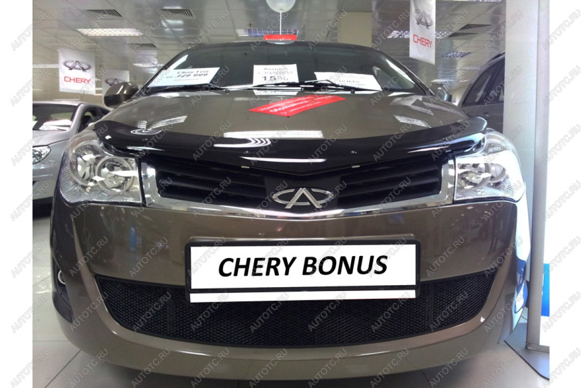 759 р. Зимняя заглушка решетки радиатора Стрелка11 Chery Bonus 3 (A19) седан (2013-2016) (черная)  с доставкой в г. Вологда