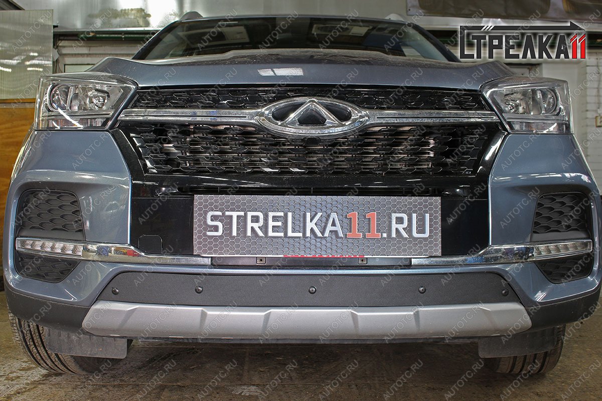759 р. Зимняя заглушка решетки радиатора (низ) Стрелка11  Chery Tiggo 4 (2018-2023) 1-ый рестайлинг (черная)  с доставкой в г. Вологда