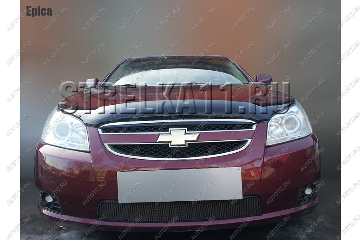 759 р. Зимняя заглушка решетки радиатора Стрелка11  Chevrolet Epica  V250 (2006-2012) (черная)  с доставкой в г. Вологда