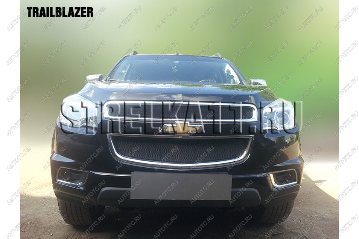 759 р. Зимняя заглушка решетки радиатора (верх) Стрелка11 Chevrolet Trailblazer GM800 дорестайлинг (2012-2016) (черная)  с доставкой в г. Вологда