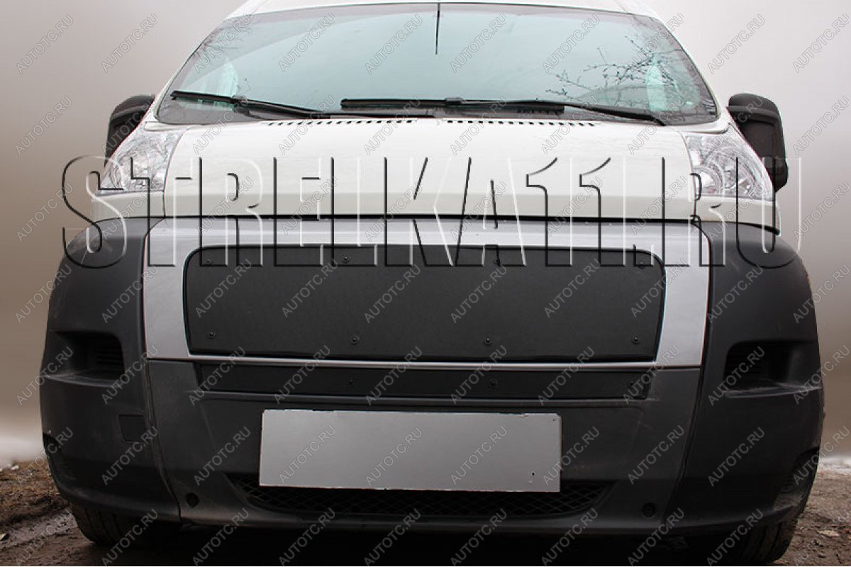 759 р. Зимняя заглушка решетки радиатора (верх) Стрелка11  Fiat Ducato  250 (2006-2014) (черная)  с доставкой в г. Вологда
