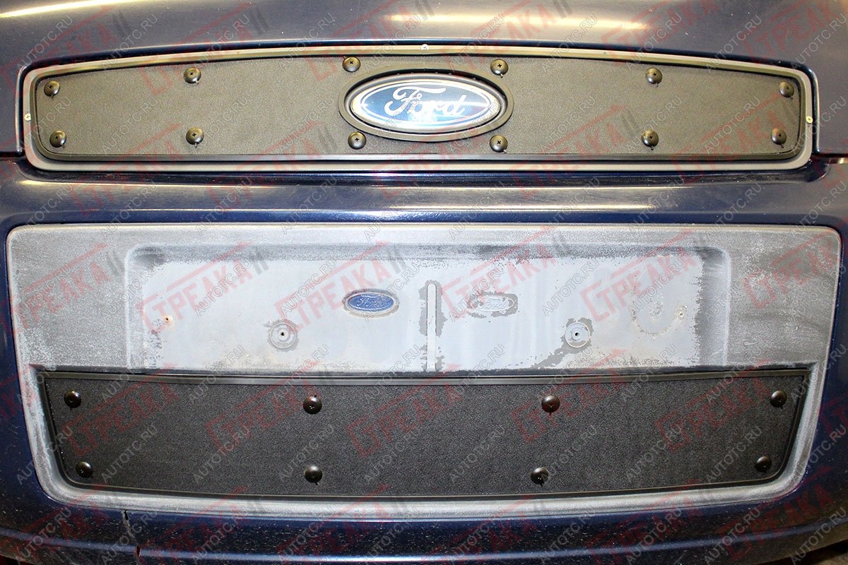 759 р. Зимняя заглушка решетки радиатора (верх) Стрелка11  Ford Fusion  1 (2005-2012)  рестайлинг, хэтчбэк (черная)  с доставкой в г. Вологда