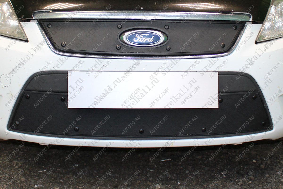 759 р. Зимняя заглушка решетки радиатора (низ) Стрелка11 Ford Mondeo Mk4,DG дорестайлинг, универсал (2007-2010) (черная)  с доставкой в г. Вологда