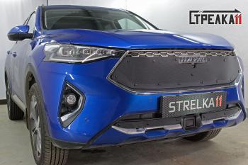 759 р. Зимняя заглушка решетки радиатора (низ) Стрелка11  Haval F7x (2019-2022) дорестайлинг (с датчиком ACC 2 части)  с доставкой в г. Вологда. Увеличить фотографию 2