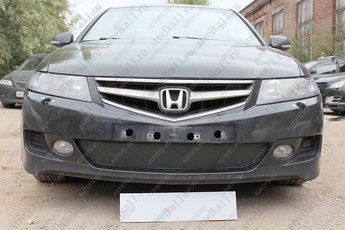 759 р. Зимняя заглушка решетки радиатора Стрелка11  Honda Accord  7 CM (2006-2008) универсал рестайлинг (черная)  с доставкой в г. Вологда
