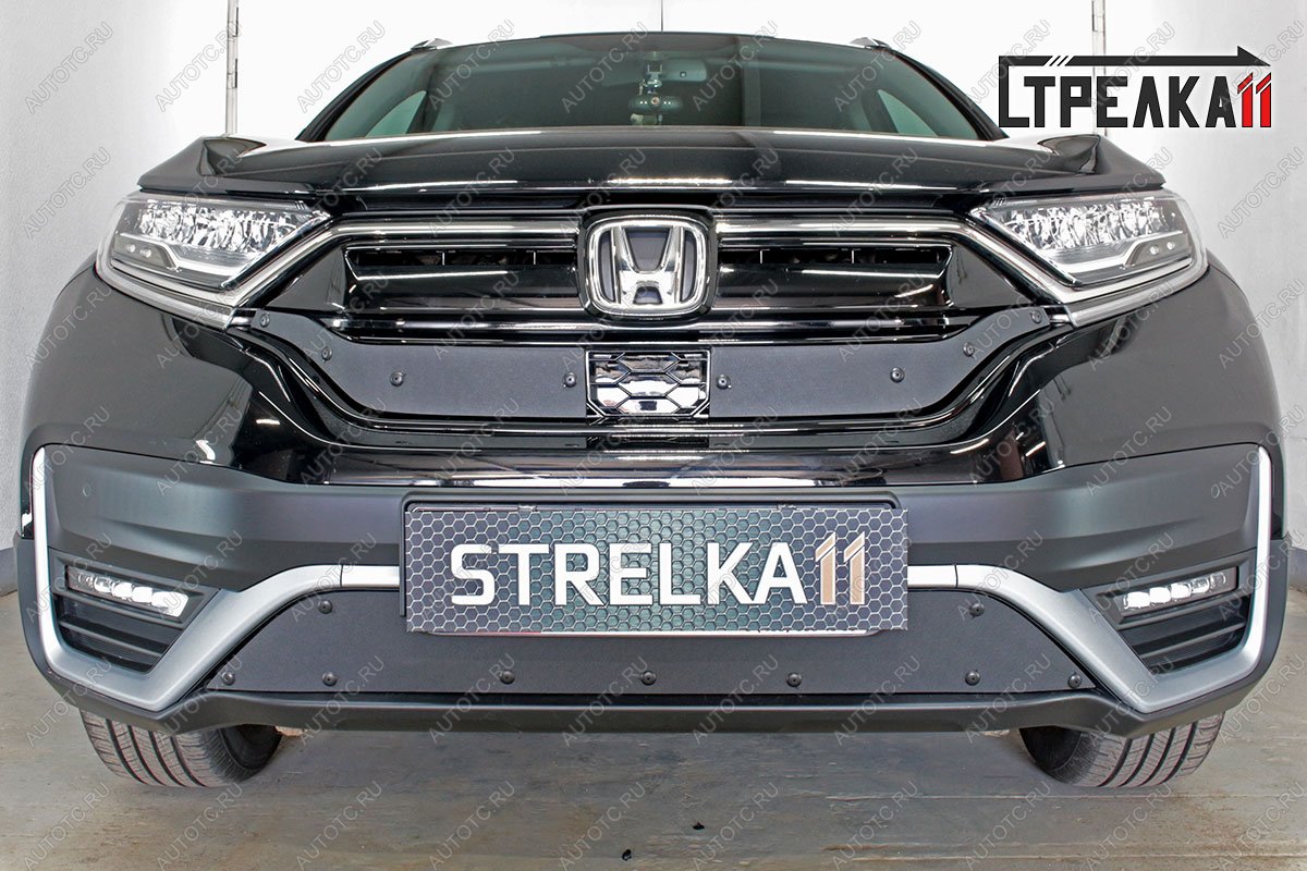 759 р. Зимняя заглушка решетки радиатора (низ с парктроником) Стрелка11  Honda CR-V  RW,RT (2019-2022) рестайлинг (черная)  с доставкой в г. Вологда