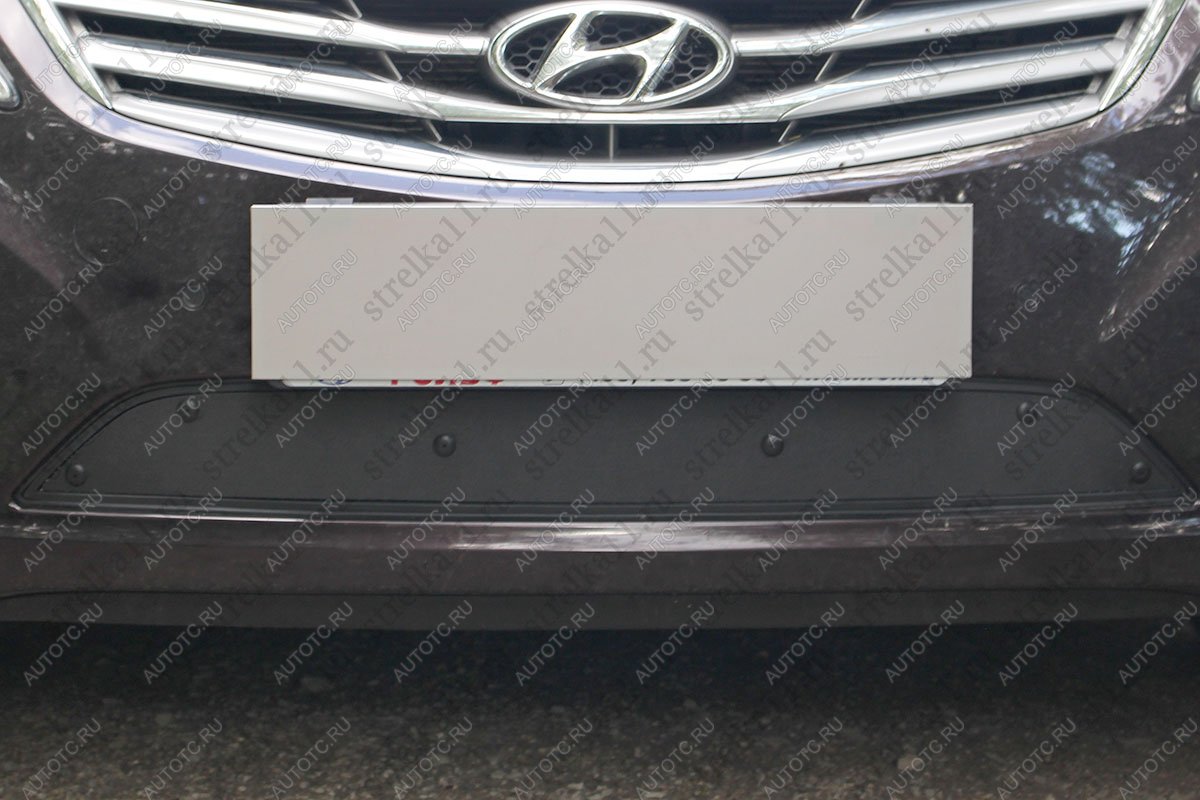 759 р. Зимняя заглушка решетки радиатора Стрелка11 Hyundai Grandeur HG (2011-2015) (черная)  с доставкой в г. Вологда