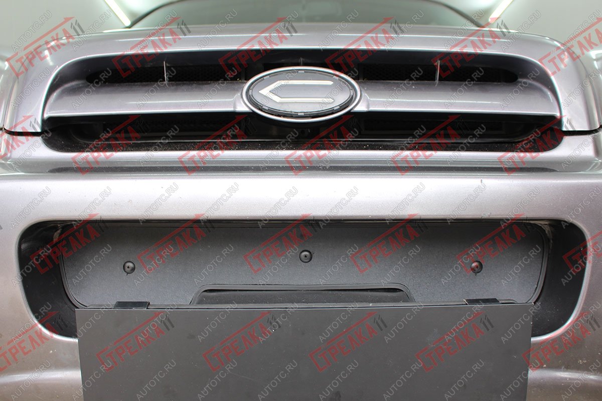 759 р. Зимняя заглушка решетки радиатора (верх 2 части) Стрелка11 Hyundai Santa Fe SM (2000-2012) (черная)  с доставкой в г. Вологда